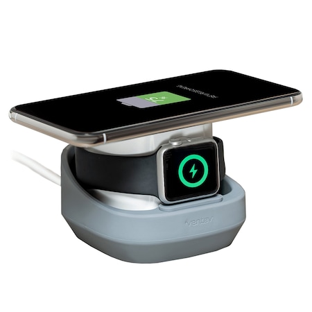 Ventev Wireless Watchdock Duo Wireless Charging Pad 10w And Apple Watch Charger, White And Gray WWDDWINTVNV